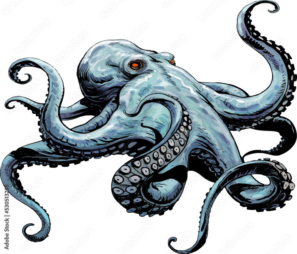 Obraz premium Illustration Giant Octopus on transparent background