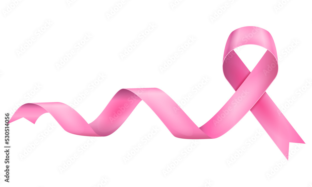 pink silk shiny ribbon in support of breast cancer disease vector illustration - obrazy, fototapety, plakaty 