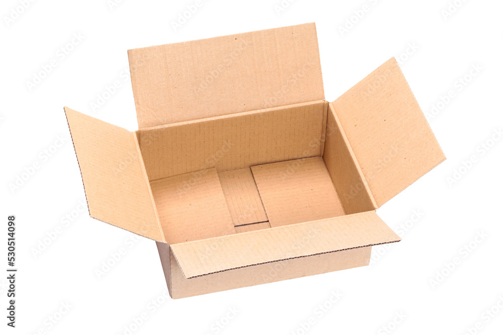Top view of opened packaging cardboard box isolated on a transparent background. Top view of opened packaging cardboard box isolated on a transparent background.