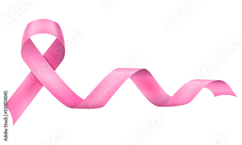 Tablou canvas pink silk shiny ribbon in support of breast cancer disease vector illustration