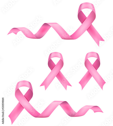 pink silk shiny ribbon in support of breast cancer disease vector illustration