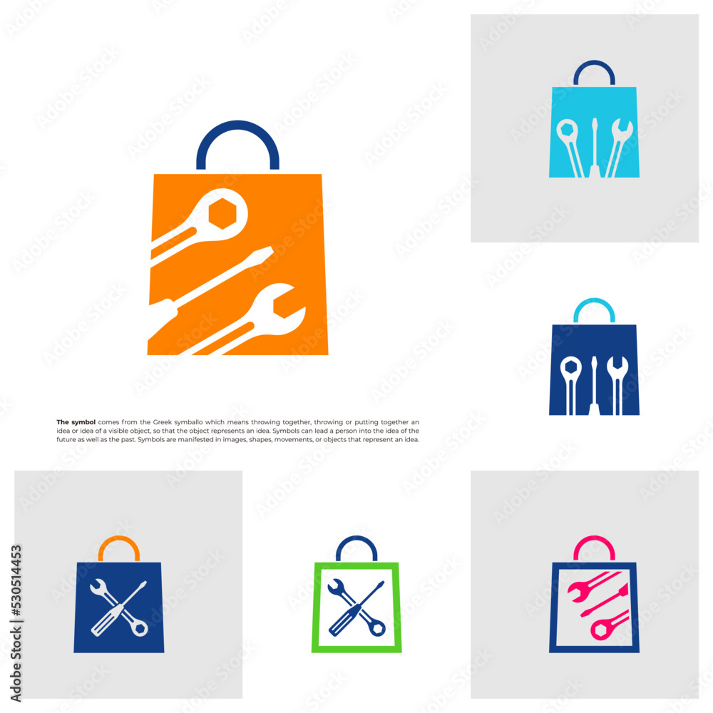 Set of Mechanic Shop Logo Vector. Shop Mechanic logo design concept template. Creative Simple Icon Symbol Set of Mechanic Shop Logo Vector. Shop Mechanic logo design concept template. Creative Simple Icon Symbol