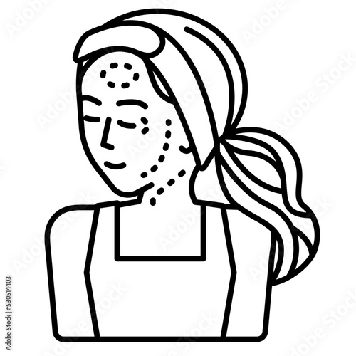 woman with botox injection area line icon