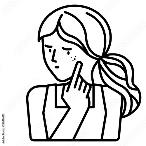 woman with facial problems line icon