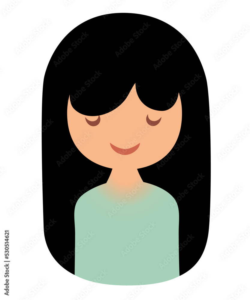 Cute girl rounded icon over white