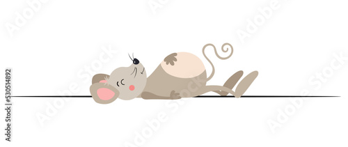 Little mouse lying on the floor sleeping