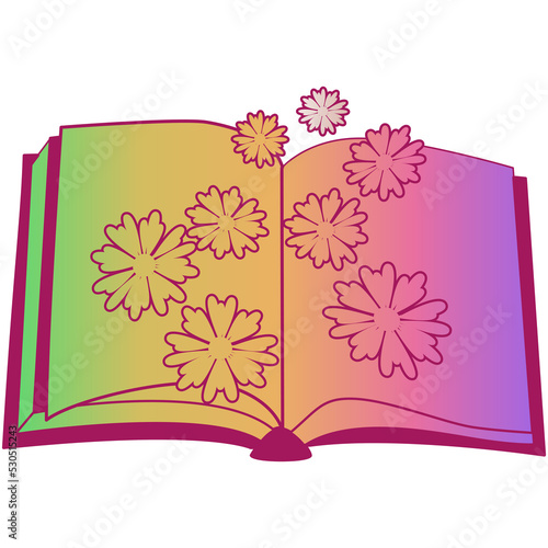 OPEN BOOK WITH FLOWERS GROWING OUT OF IT 