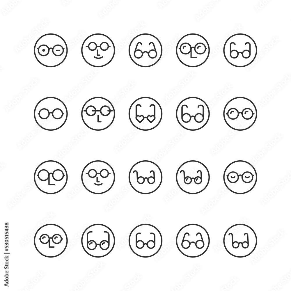 Spectacles, eyeglasses shape line illustration Spectacles, eyeglasses shape line illustration