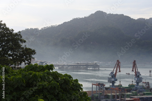 Teluk Bayur container port, Padang, West Sumatra. sea freight transportation industry. photo