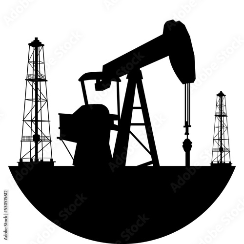 oil pump Rig and gas rig round button vector