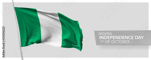 Nigeria happy independence day greeting card, banner vector illustration