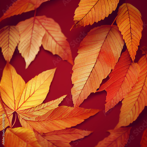 Varied leaves vector abstract background, autumn foliage as graphic design. red orange yellow dry autumn leaves. Floral