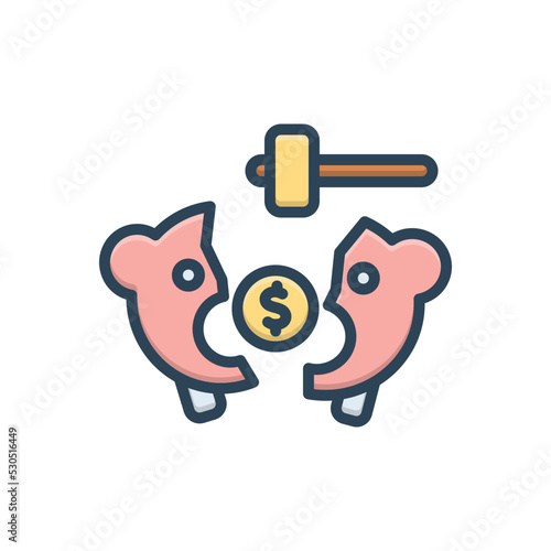 Color illustration icon for broke