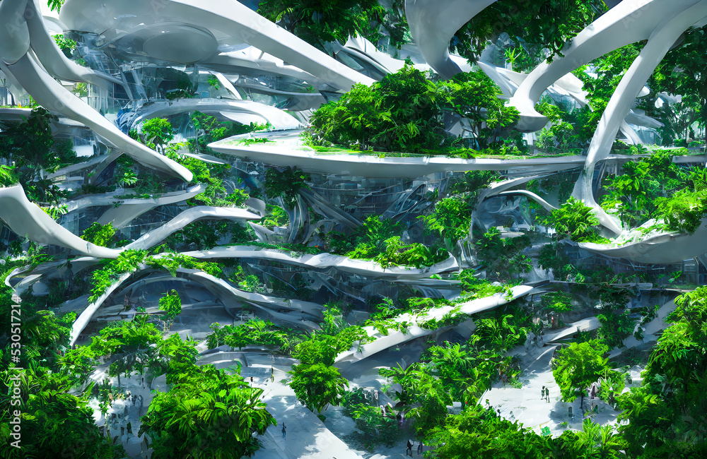Future eco City. Abstract, fantasy, 3D illustration