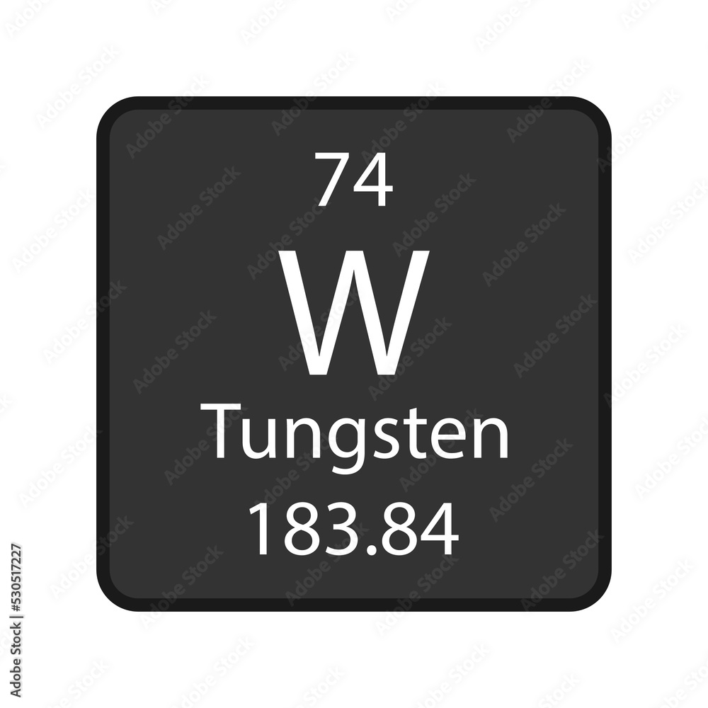 Tungsten symbol. Chemical element of the periodic table. Vector illustration.