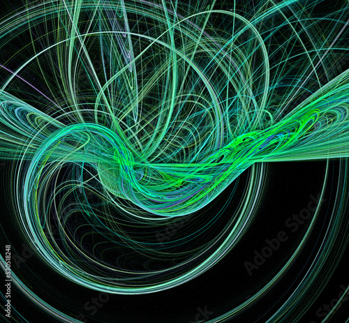 Circles, spirals and waves. chaotic movement. Abstract fractal