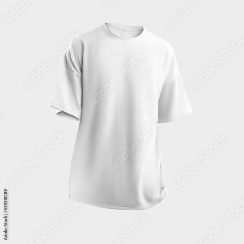 Mockup of a white oversized t-shirt 3D rendering, clothing with a free cut for women, men, front, for branding, design.