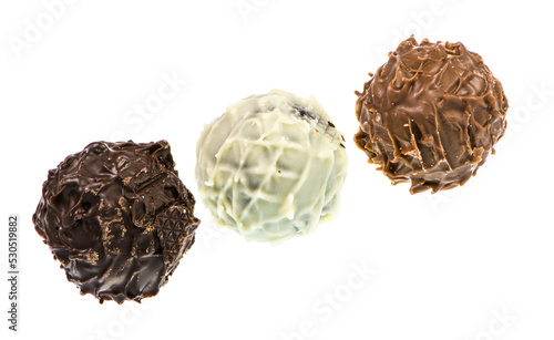 Choclate truffels isolated on white photo