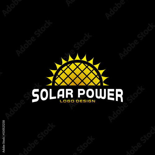 Modern Solar Panel Sun logo design