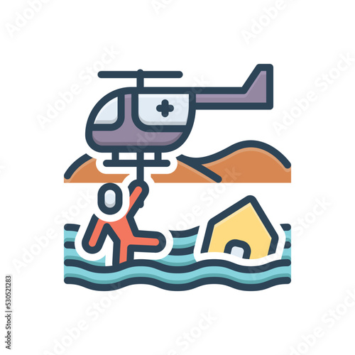 Color illustration icon for rescue