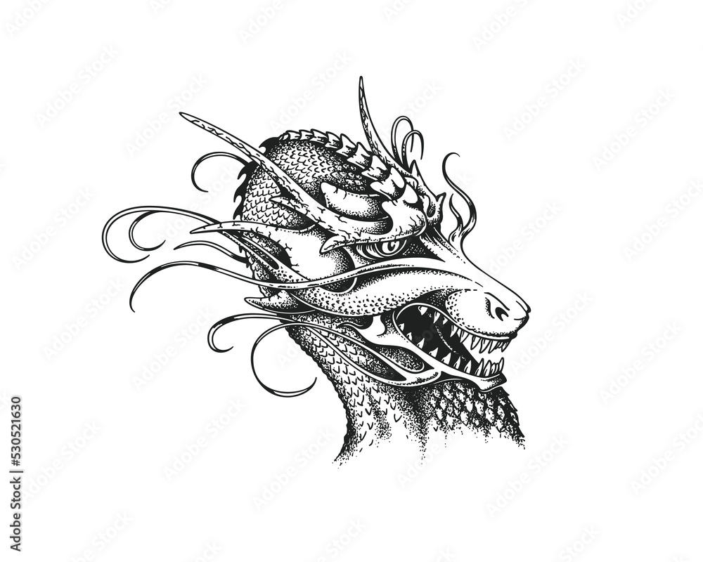 chinese-dragon-head-print-or-tattoo-design-vintage-hand-drawn-vector