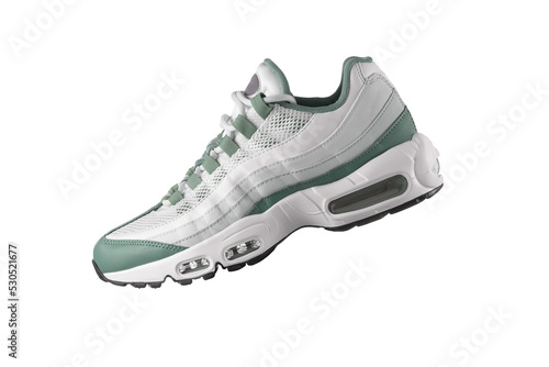 Papier peint White sneaker with light green accents on a transparent background, png,
