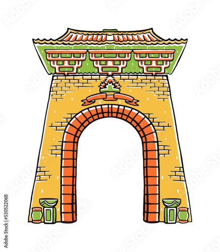 pasar baru gate jakarta in flat design style