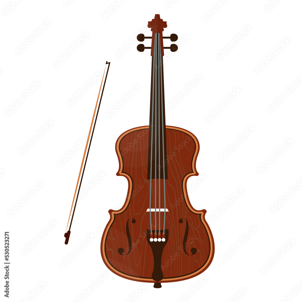Fototapeta premium Violin isolated on white background. Musical instrument. Flat vector illustration.