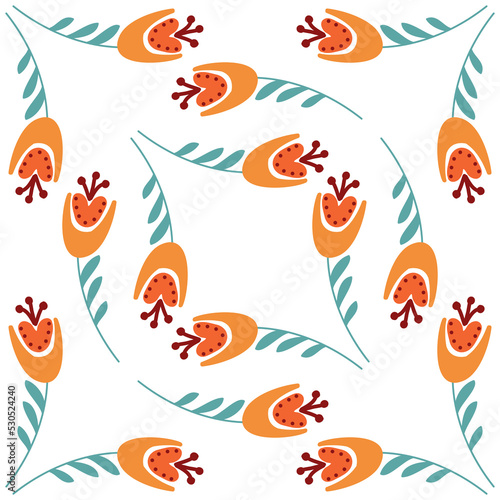 Bluebell flower pattern on white background seamless pattern for design, campanula flower blossom, vector illustration