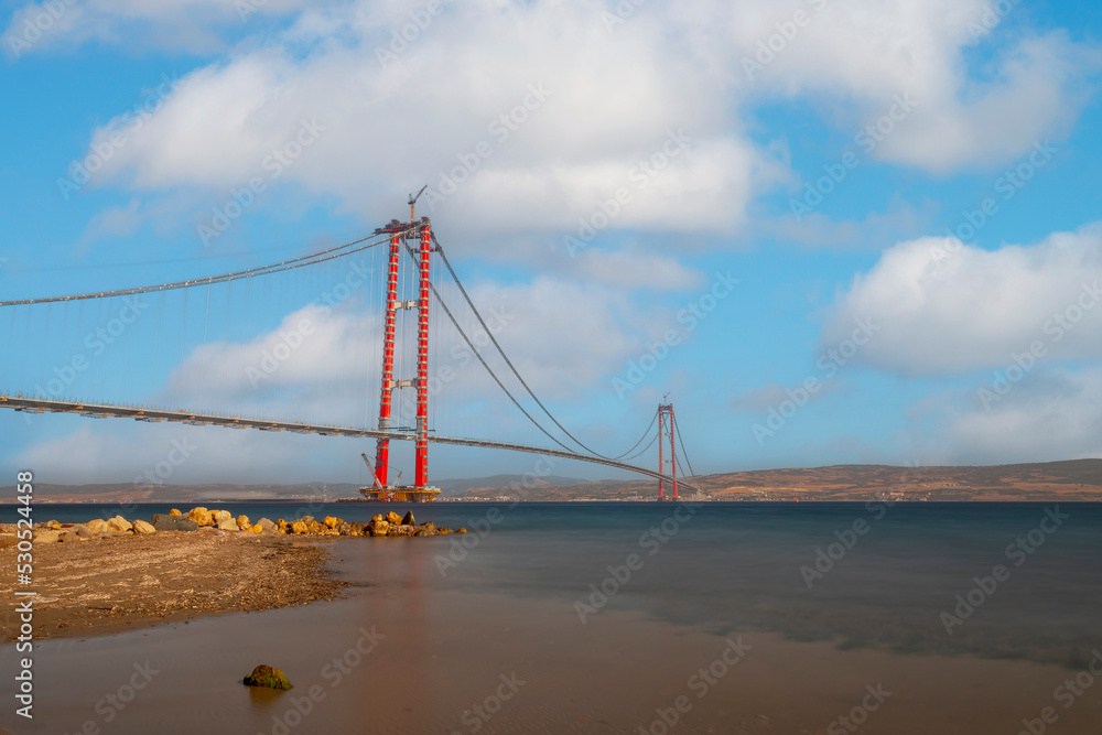 new bridge connecting two continents 1915 canakkale bridge (dardanelles bridge), Canakkale, Turke new bridge connecting two continents 1915 canakkale bridge (dardanelles bridge), Canakkale, Turke