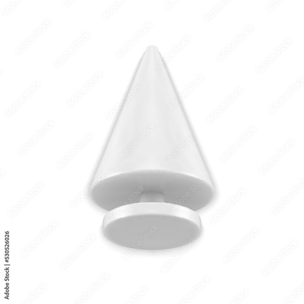 Cute Christmas tree on stand realistic white glossy statuette traditional winter holiday vector Cute Christmas tree on stand realistic white glossy statuette traditional winter holiday vector
