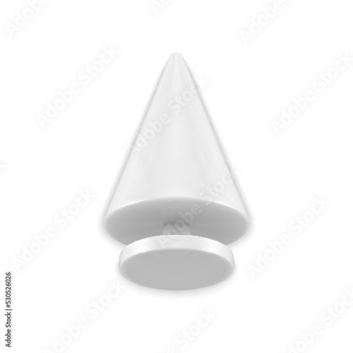 Cute Christmas tree on stand realistic white glossy statuette traditional winter holiday vector