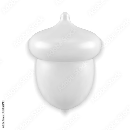 Elegant white glossy acorn decorative bauble premium quality 3d template vector illustration