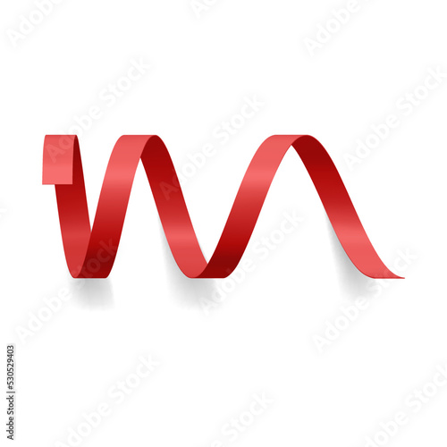 Bright red classic gradient twist red ribbon festive holiday party decorative design 3d vector