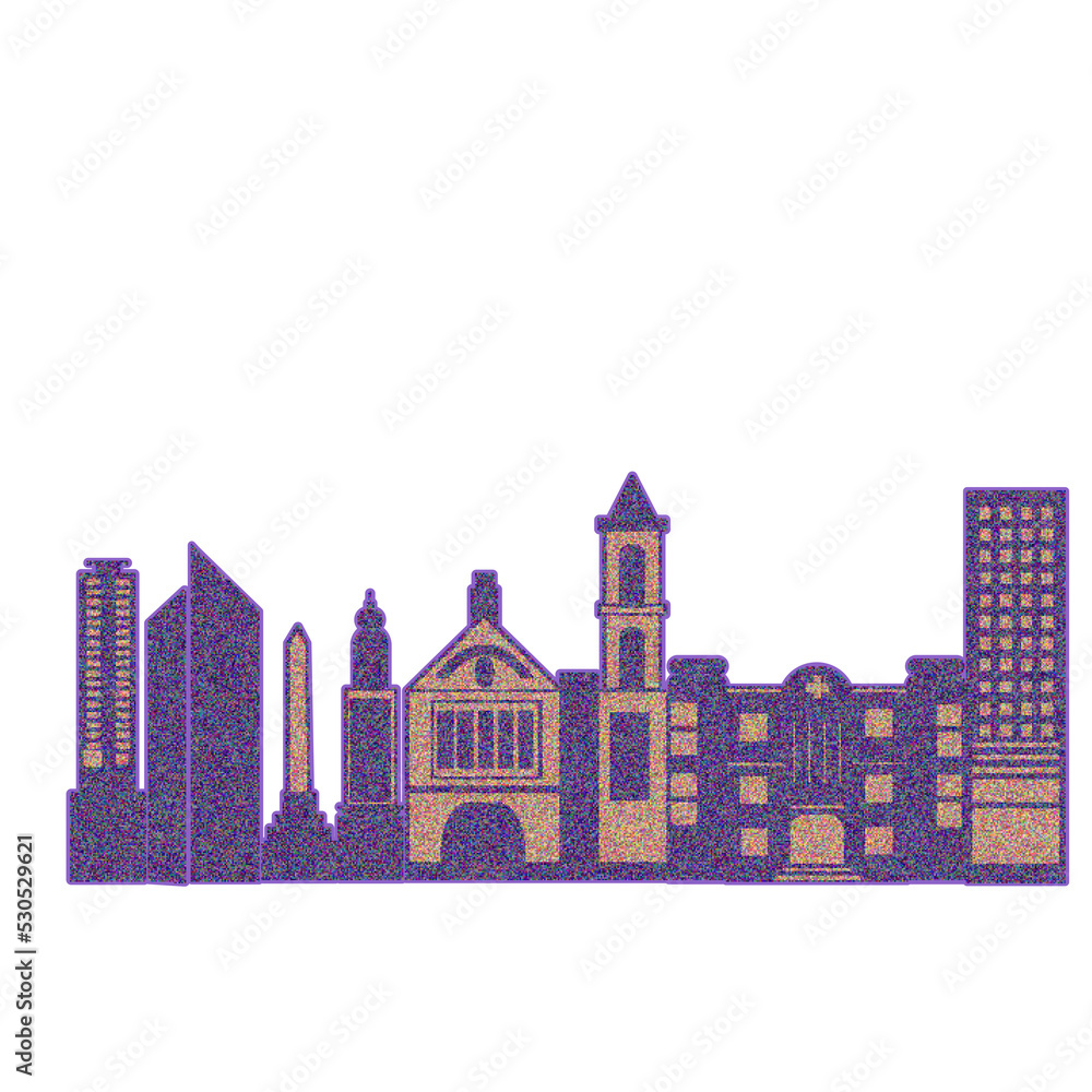 Obraz premium CITY SILHOUETTE GRAIN TEXTURE 