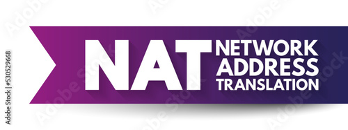 NAT Network Address Translation - method of mapping an IP address space into another by modifying network address information, acronym text concept background