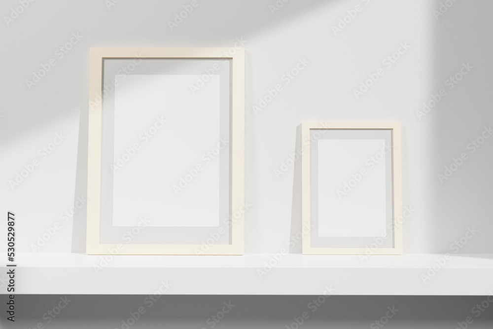3d rendering two photo frame for mockup