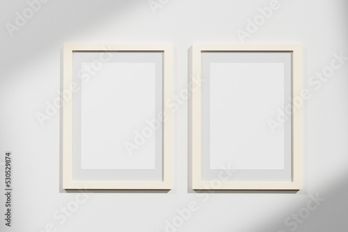 3d rendering photo frame on white wall for mockup © RIZ_design