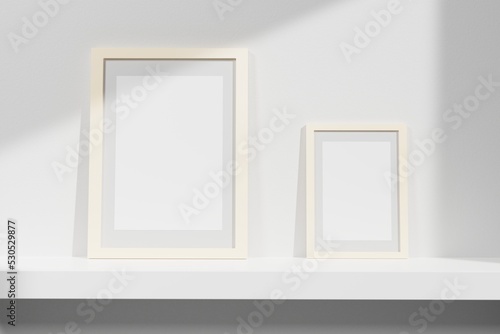 3d rendering two photo frame for mockup