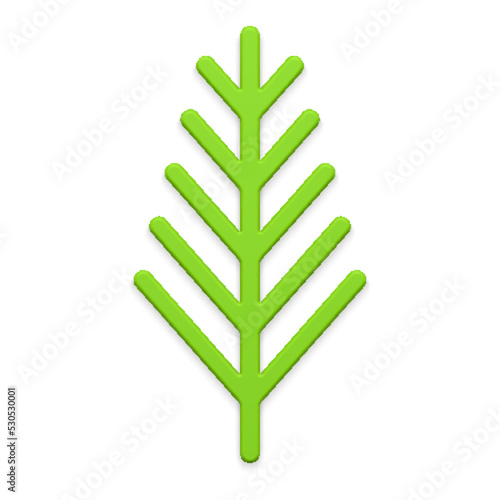 Green realistic vertical coniferous tree branch slim stick with needles 3d template vector