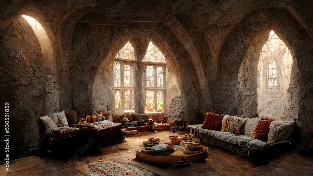 medieval castle living room