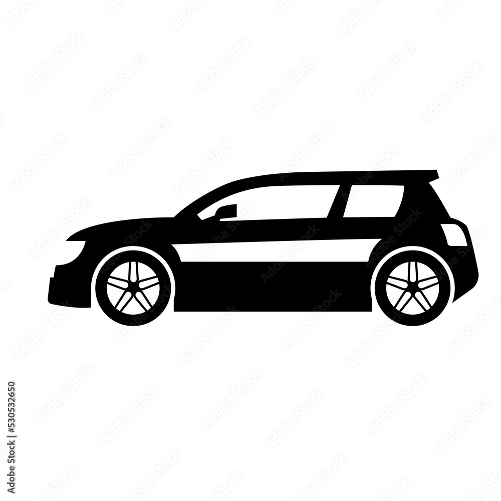 Car icon, luxury sedan, coupe, or supercar symbol vector illustration template on white background Car icon, luxury sedan, coupe, or supercar symbol vector illustration template on white background