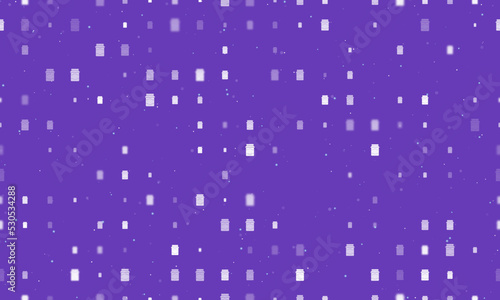 Seamless background pattern of evenly spaced white jar of jam symbols of different sizes and opacity. Vector illustration on deep purple background with stars