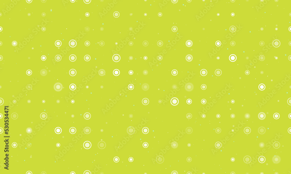 Seamless background pattern of evenly spaced white radio button symbols of different sizes and opacity. Vector illustration on lime background with stars Seamless background pattern of evenly spaced white radio button symbols of different sizes and opacity. Vector illustration on lime background with stars