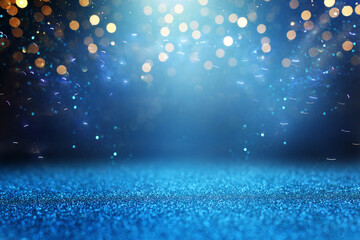 background of abstract glitter lights. silver, blue and black. de focused
