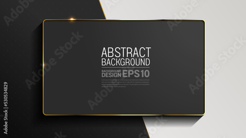 rectangle luxury abstract background black and white golden border color, straight lines overlap layer shadow gradients space composition, 3840 x 2160 monitor size for banner.