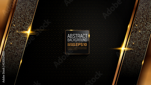 black gold background, luxury image abstract, straight lines overlap layer shadow gradients space composition, 3840 x 2160 monitor size for banner, flyer cover layout, template design