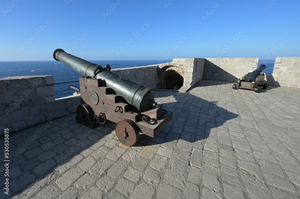 Cannon on the ramparts of Fort Lovrijenac in Croatia.