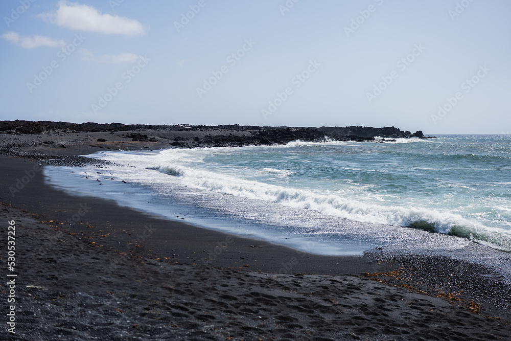 black beach of the island of Lanzarote