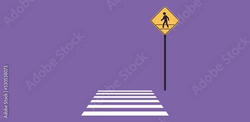 Pedestrian sign and traffic road sign flat vector illustration.